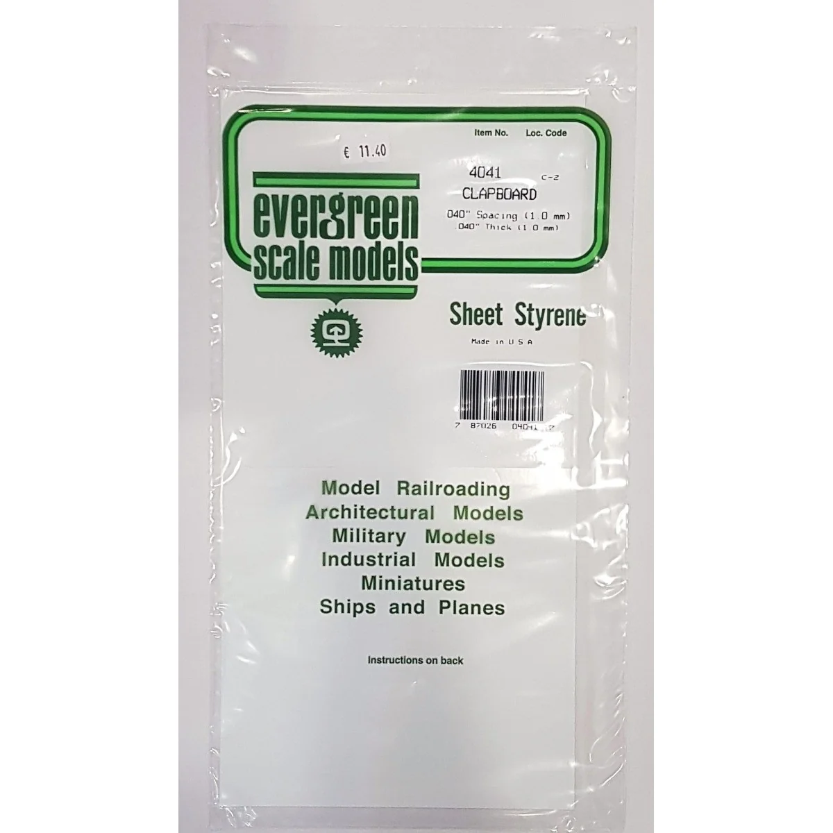 Stepped grooved plate 1.0x1.0x150x300mm Ref: 4041 - Evergreen