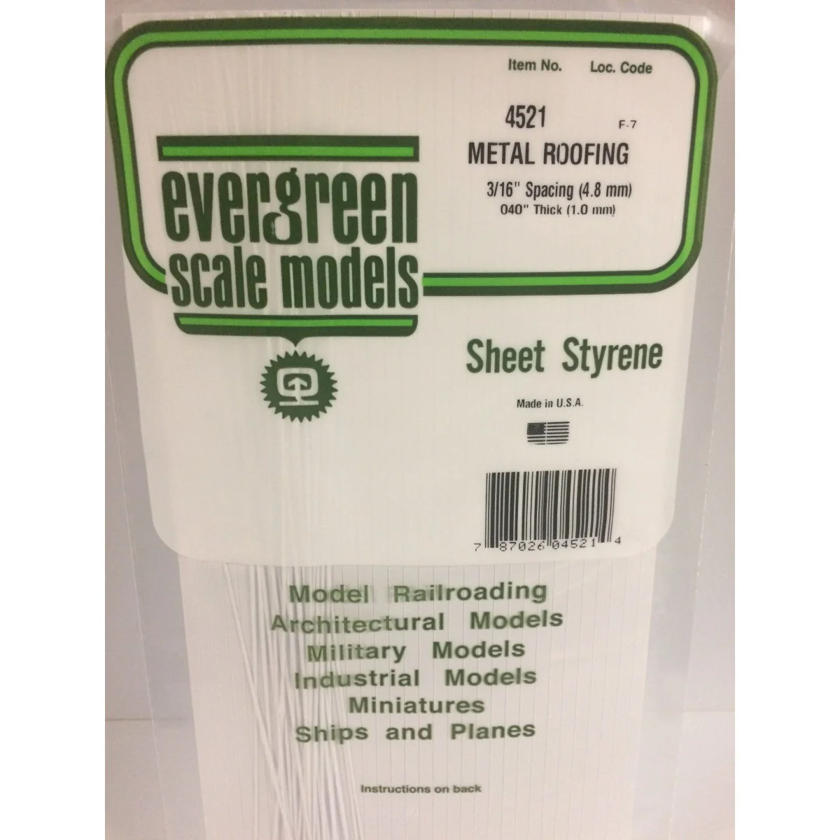 Metal roof cladding panel 1.0x4.8x150x300mm Ref: 4521 - Evergreen