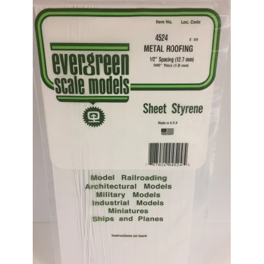 Plaque type bardage toit métallique 1.0x12.7x150x300mm Ref : 4524 - Evergreen Evergreen S1374524 - 1 S1374524-Plaque type bardage toit métallique 1.0x12.7x150x300mm Ref : 4524 - Evergreen - S1374524