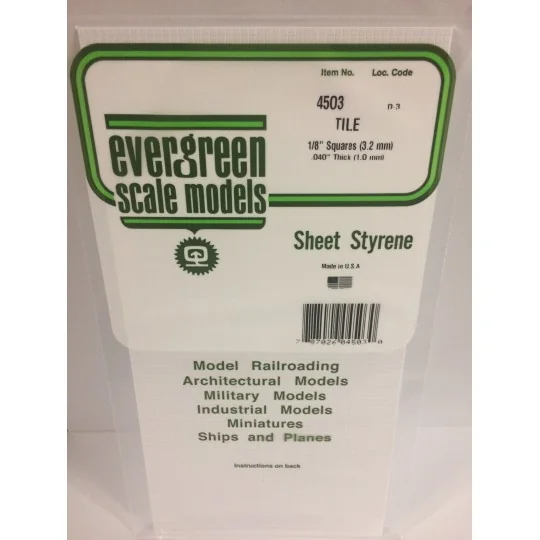 S1374503-Plaque quadrillée 1.0x3.2x150x300mm Ref : 4503 - Evergreen