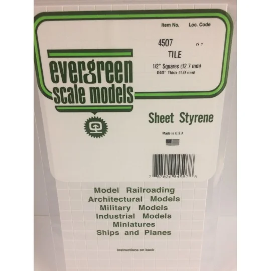 Plaque quadrillée 1.0x12.7x150x300mm Ref : 4507 - Evergreen Evergreen S1374507 - 1 S1374507-Plaque quadrillée 1.0x12.7x150x300mm Ref : 4507 - Evergreen - S1374507