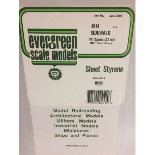 S1374514-Plaque quadrillée 1.0x3.2x150x300mm Ref : 4514 - Evergreen - S1374514
