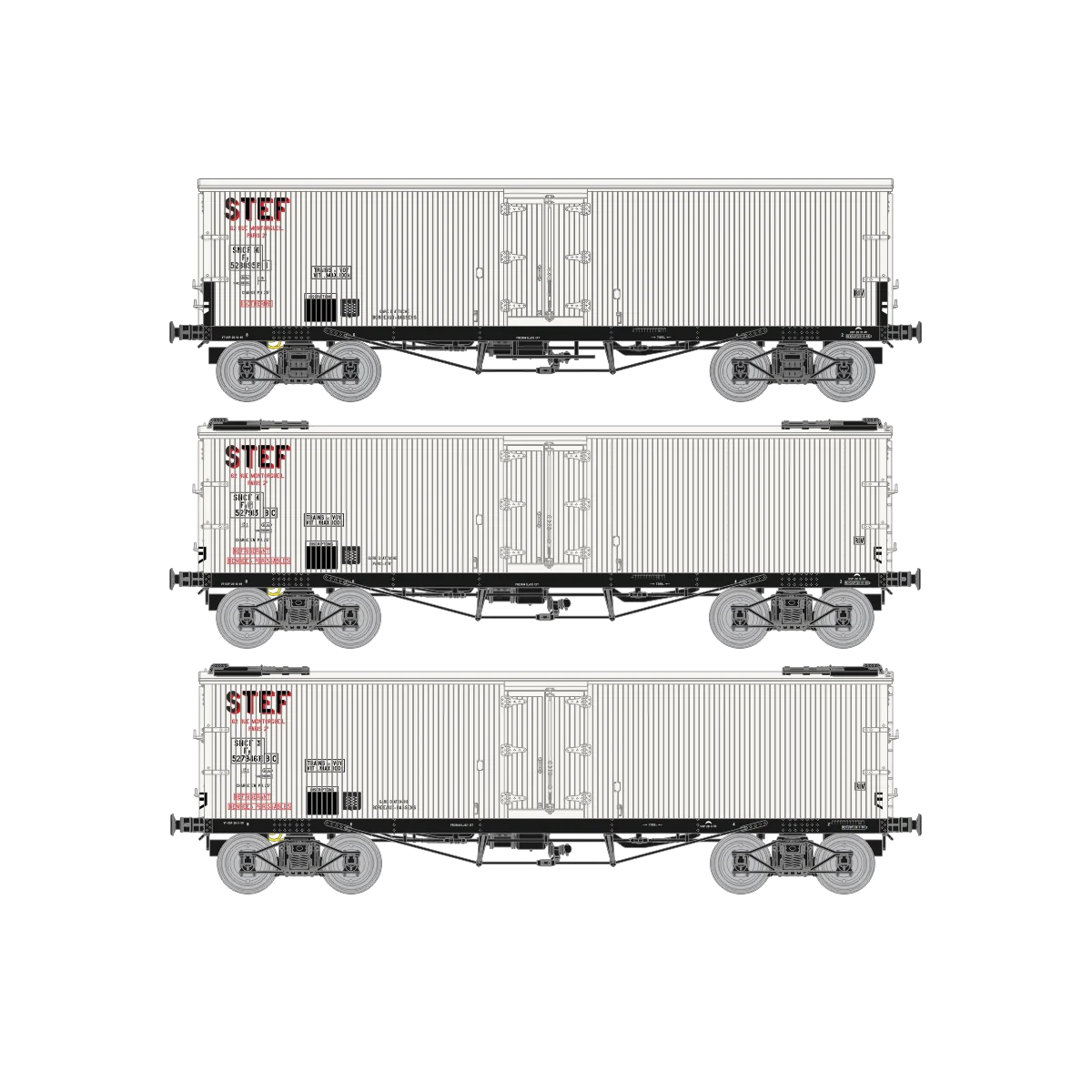 Ree models WB-581 Set of 3 refrigerated construction wagons, ice ha...