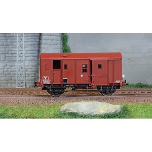 EPM 51.02.14 Wagon marchandise Fourgon M, Uk, rouge, châssis noir, SNCF, feux fin de convoi, ep.III EPM, Euro Passion Models EPM