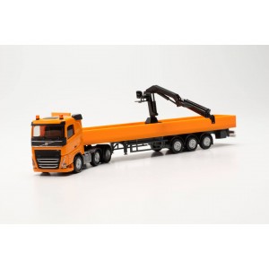 Herpa 316088 Camion semi-remorque plateau Volvo FH FD 2020 avec grue de chargement 3a/3a, orange Herpa Herpa_316088 - 4