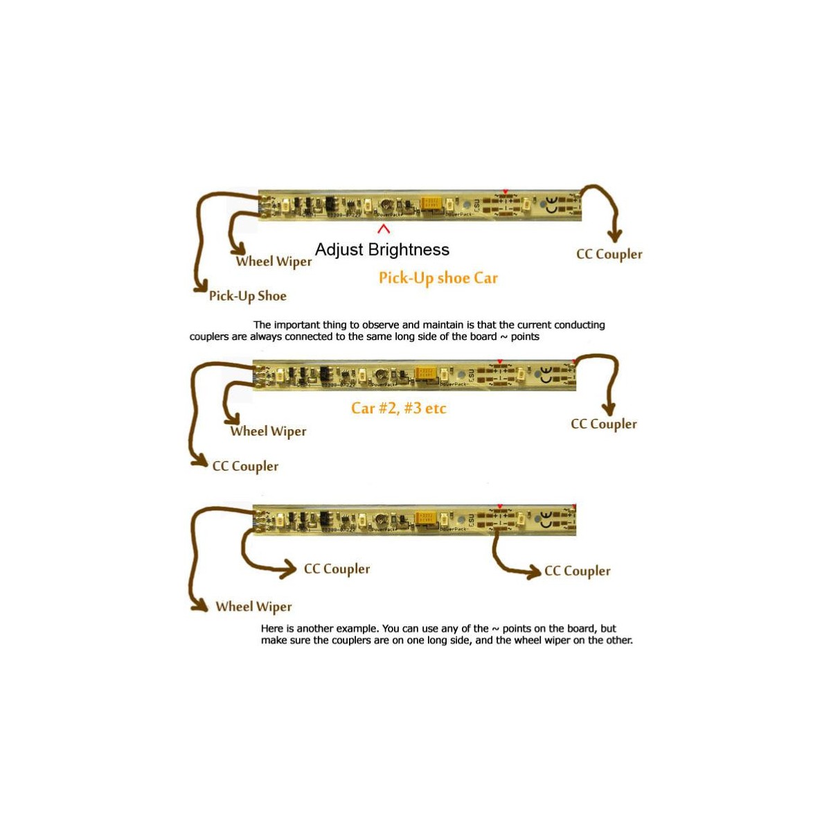 ESU 50702 Wagon Lighting Board, 11 Yellow LEDs, 255mm, Wired with E...