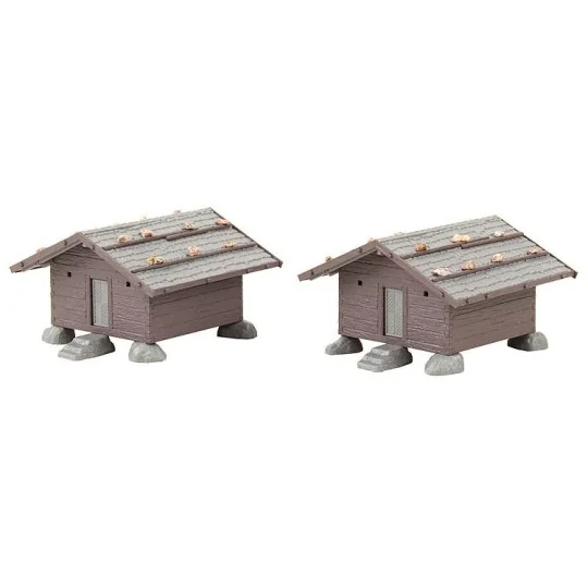 Faller 130636 Model Kit, Set of 2 Hay Barns FALLER_130636-Faller 130636 Model Kit, Set of 2 Hay Barns
