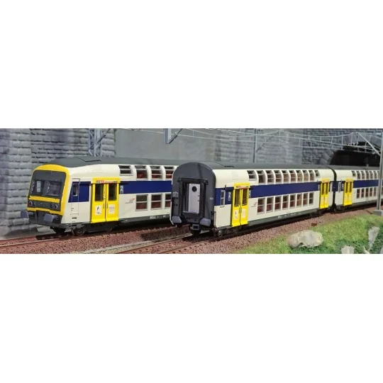 ViTrains_1124L-ViTrains 1124L Set de 3 voitures voyageurs VB2N SNCF, livré fuscia Nord Pas de Calais, Logo casquette, avec éclairage