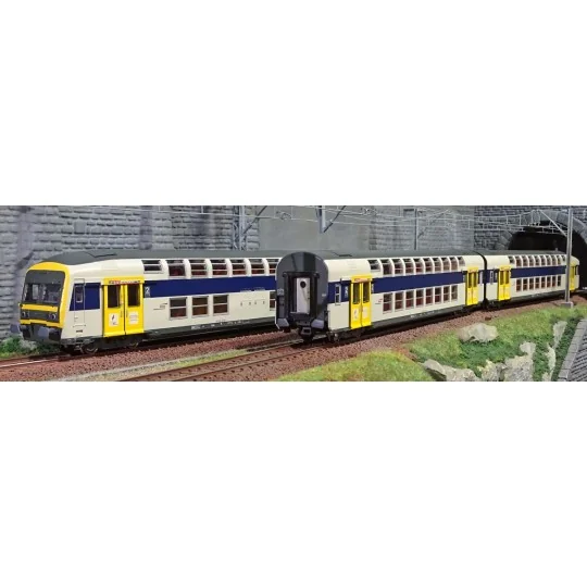 ViTrains_1124L-ViTrains 1124L Set de 3 voitures voyageurs VB2N SNCF, livré fuscia Nord Pas de Calais, Logo casquette, avec éclairage