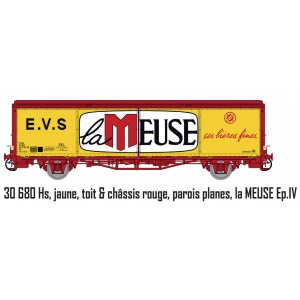 Ls Models 30680 Wagon EVS, Hs, SNCF, jaune, toit & châssis rouge, parois planes, la MEUSE Ls models Lsm_30680 - 3