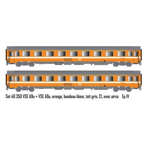 LS Models 40350 Set de 2 voitures voyageurs VSE A9u + A9u, orange, bandeau blanc Ls models Lsm_40350 - 5