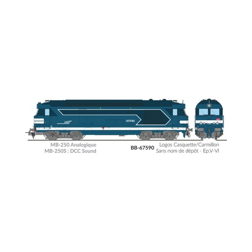 Ree Modeles MB250.S Locomotive diesel BB 67590, Logo Casquette/Carmillon, SNCF, digital sonore, fumée Ree Modeles MB-250.S - 1