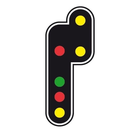 SR-RVJ-06-SR-RVJ-06 Signal cablé 6 feux, Rappel ralentissement, carré, en métal