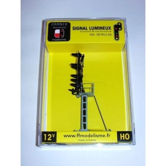 SR-RVJ-06-SR-RVJ-06 Signal cablé 6 feux, Rappel ralentissement, carré, en métal
