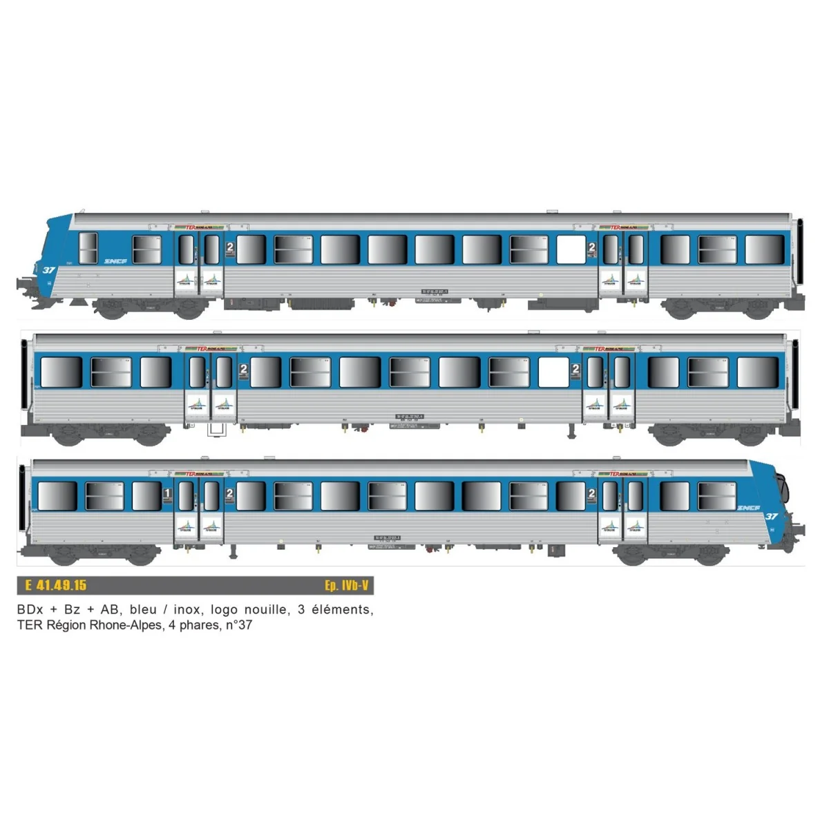 EPM 41.49.15 SNCF Regional Reversible Trainset, RRR Rhône-Alpes, bl...