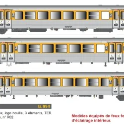 EPM 41.19.14 Rame Réversible Régional SNCF, RRR Nord-pas-de-Calais, jaune / inox, modernisé, n° R02 EPM, Euro Passion Models EPM