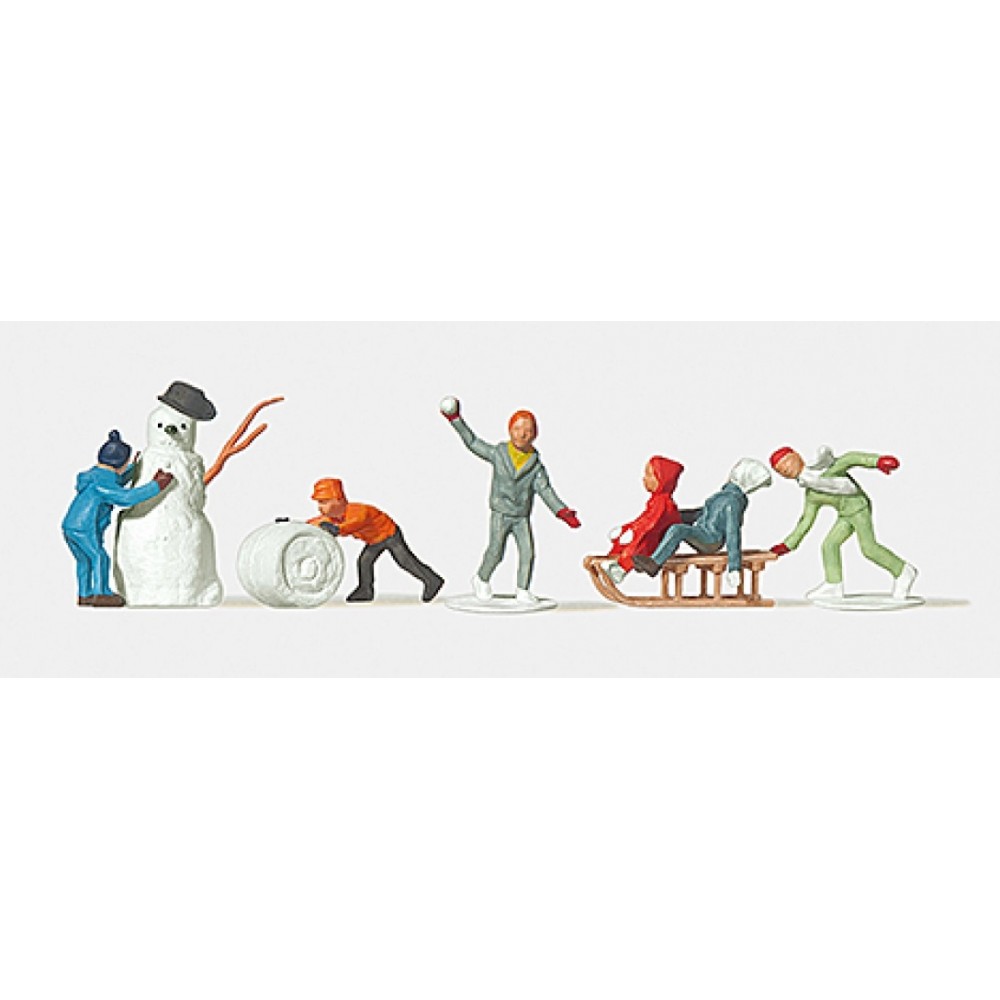 Preiser 0212230 Personnages, Enfants avec bonhomme de neige Preiser Preiser_0212230 - 1