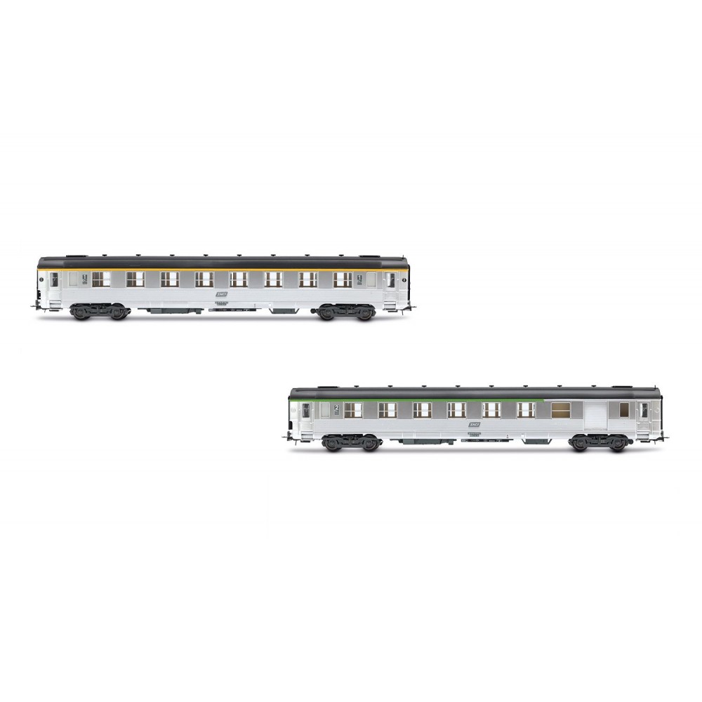 Jouef HJ4176 Set de 2 voitures voyageurs courtes DEV Inox, SNCF, cartouche Corail, A8 / B6D Jouef HJ4176 - 1