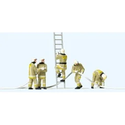 Preiser 10771 Figures, Firefighters in beige uniform, on a firefigh...