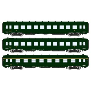 Ree Modeles VB389 Set de 3 voitures voyageurs DEV AO courtes, SNCF, B10 U52 / A8, vert 306, ep.III Ree Modeles VB-389 - 1