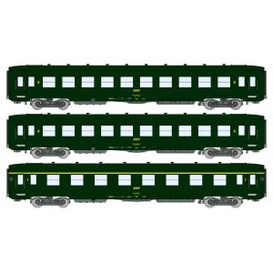 Ree Modeles VB392 Set de 3 voitures voyageurs DEV AO courtes, SNCF, B10 U52 / A8, vert 306, ep.IV Ree Modeles VB-392 - 1