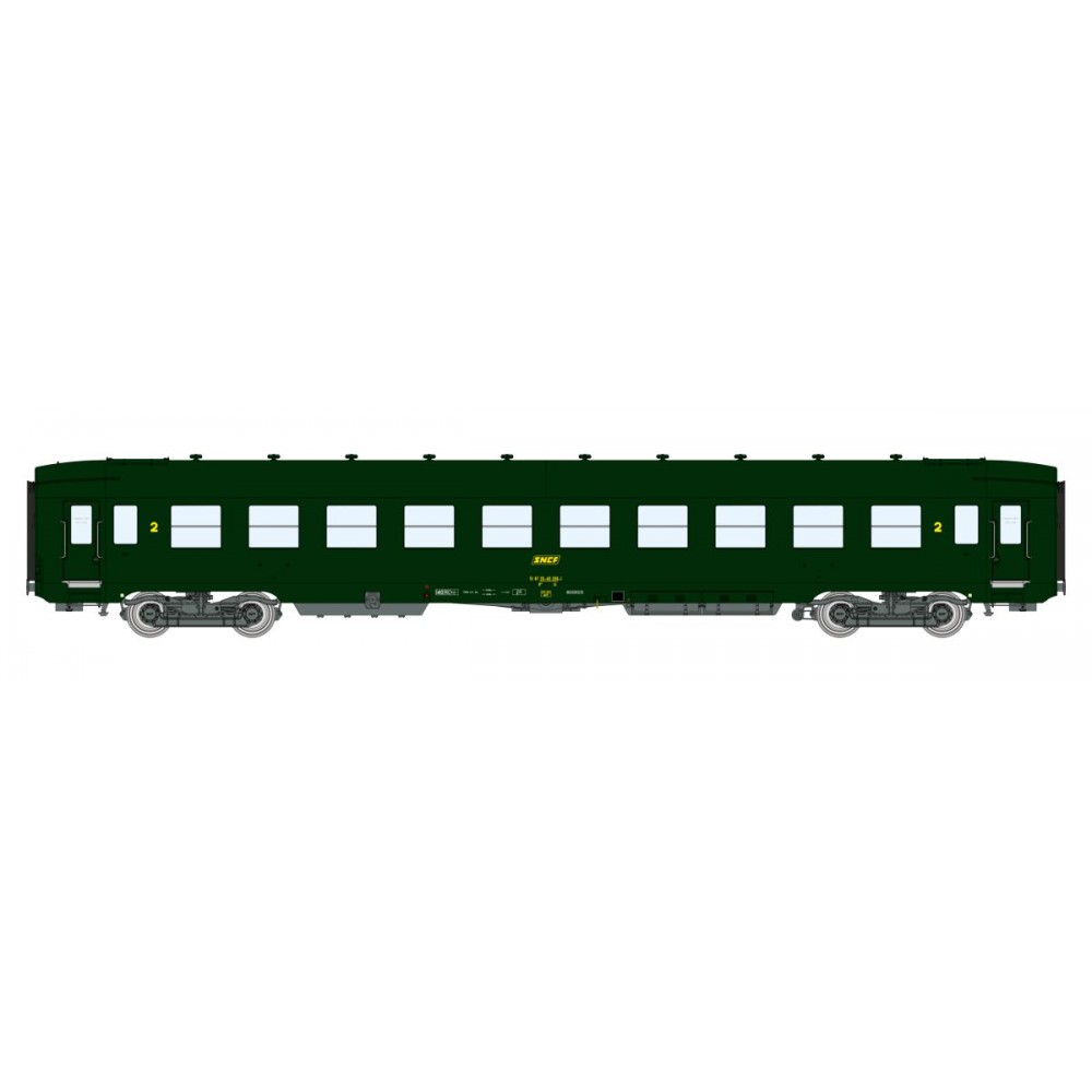 Ree Modeles VB393 Voiture voyageurs DEV AO courte, SNCF, B10 U52, vert 301, ep.IV Ree Modeles VB-393 - 1