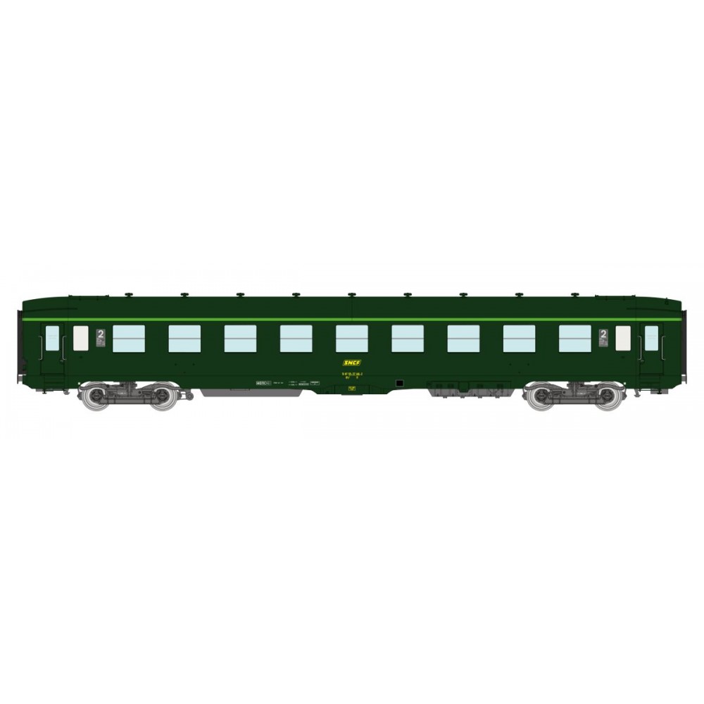 Ree Modeles VB407 Voiture voyageurs DEV AO Couchettes, SNCF, B9c9, Vert 301, logo encadré, cartouche Corail, ep.IV-V Ree Modeles