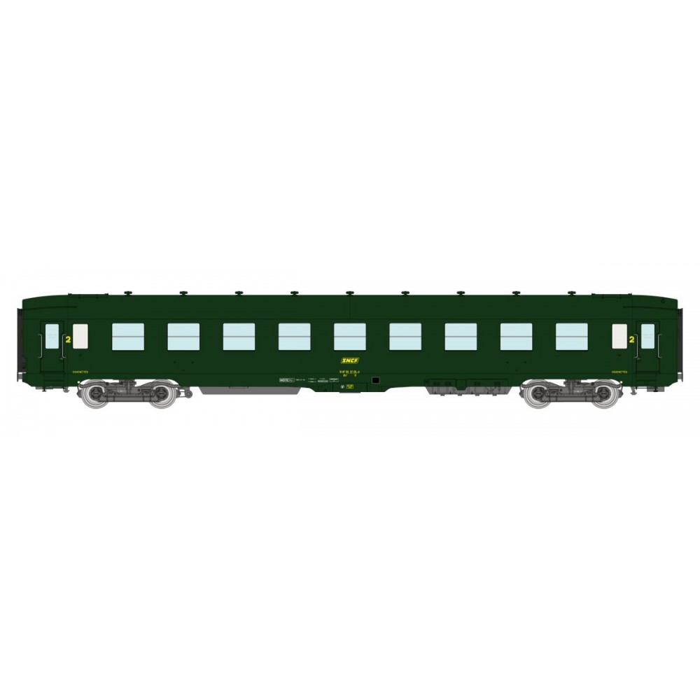 Ree Modeles VB406 Voiture voyageurs DEV AO Couchettes, SNCF, B9c9, Vert 301, logo encadré, ep.IV Ree Modeles VB-406 - 1