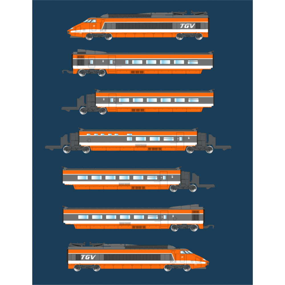 Azar T01-OR1D Coffret TGV Paris Sud-Est (PSE), record du monde, SNCF, orange, digitale, échelle Z AZAR Models AZAR_T01-OR1D - 1