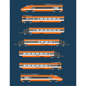 Azar T01-OR1A Coffret TGV Paris Sud-Est (PSE), record du monde, SNCF, orange, échelle Z AZAR Models AZAR_T01-OR1A - 1