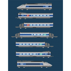 Azar T01-AB1D Coffret TGV Paris Sud-Est (PSE), SNCF, Atlantique, digitale, échelle Z AZAR Models AZAR_T01-AB1D - 1