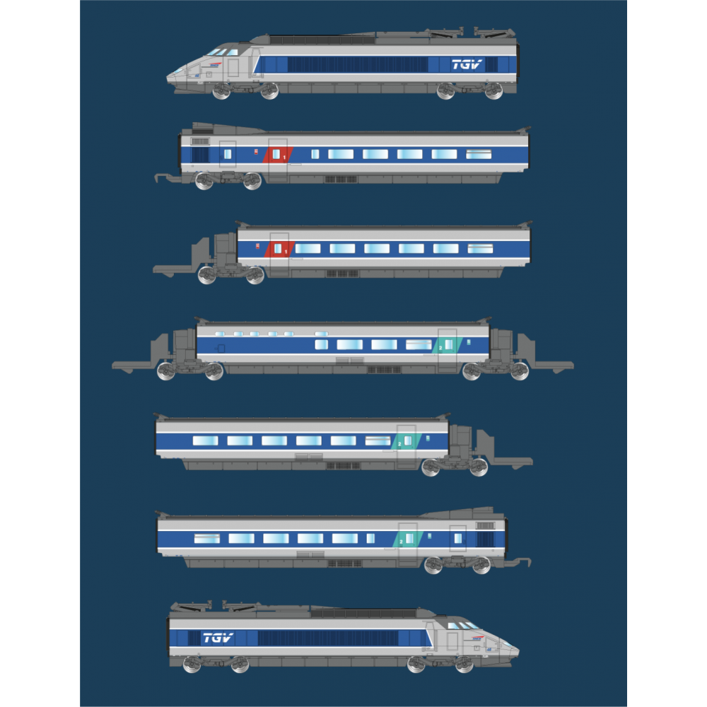 Azar T01-AB1D Coffret TGV Paris Sud-Est (PSE), SNCF, Atlantique, digitale, échelle Z AZAR Models AZAR_T01-AB1D - 1