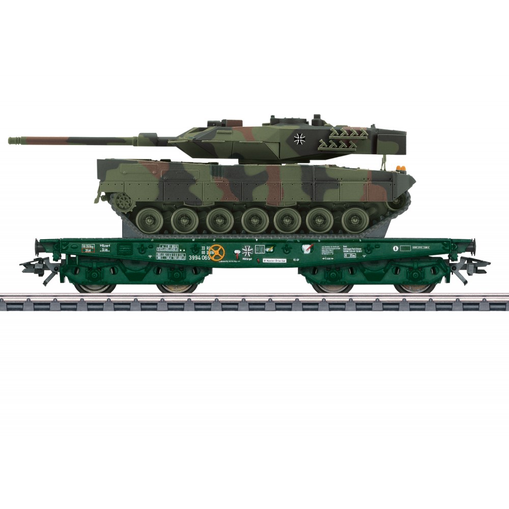 Marklin 48843 Wagon plat Rlmmps pour le transport de charges lourdes, DB, avec char Leopard 2A6 Marklin Marklin_48843 - 1