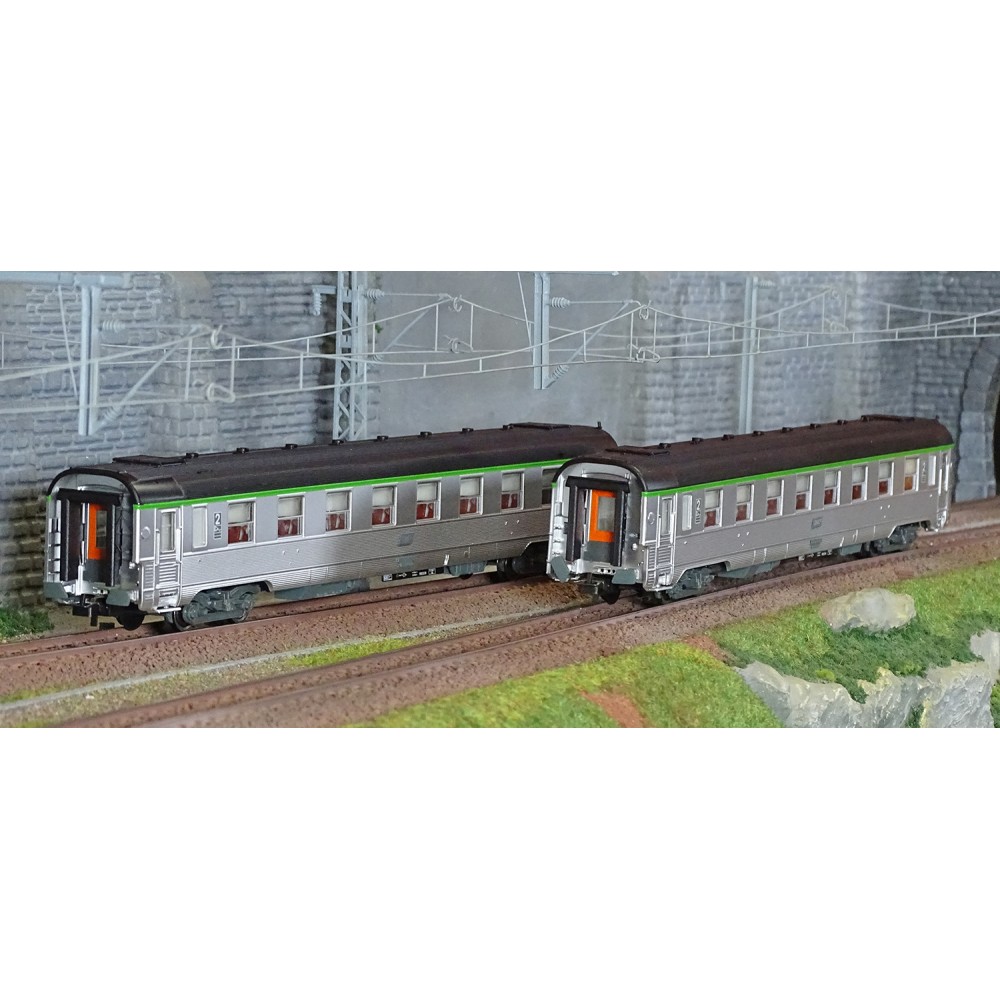 Jouef HJ4177 Set de 2 voitures voyageurs courtes DEV Inox, SNCF, cartouche Corail, B8 / B8 Jouef HJ4177 - 1