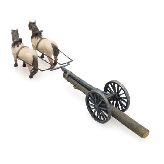 Arti_387.425-Artitec 387.425 Chevaux et attelage rondin de bois