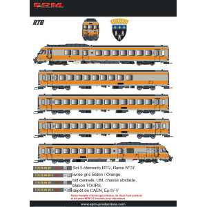 EPM E.22.15.04 Coffret rame complète RTG N°37, gris Béton 804 et Chamois 432, blason Tours, Caen EPM, Euro Passion Models EPM_E.