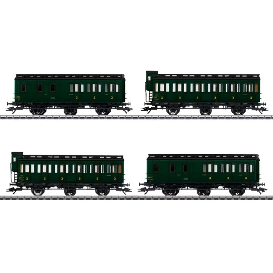 Marklin_42042-Marklin 42042 Set of 4 compartment cars, Prussian type, 3 axles, SNCF
