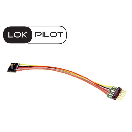 Esu_59826-ESU 59826 Lokpilot V5 Micro DCC Decoder, 6-pin NEM651, pre-wired, for locomotives