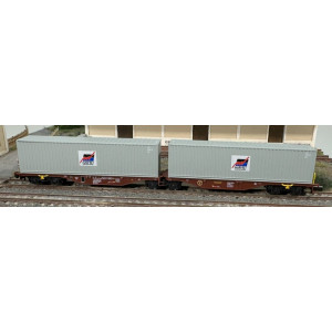 REE Modeles NW291 Wagon porte conteneurs Sggmrss 80 TOUAX, SNCF, 2 conteneurs MARFRET Ree Modeles NW-291 - 4