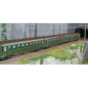 Ree Modeles VB399 Set de 3 voitures voyageurs DEV AO Couchettes, SNCF, B9c9 myfi, vert 306, ep.III Ree Modeles VB-399 - 2