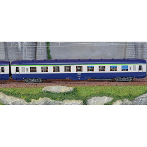 Ree Modeles VB402 Set de 3 voitures voyageurs DEV AO Couchettes, SNCF, B9c9, Bleue/Gris, logo encadré, ep.IV-V Ree Modeles VB-40