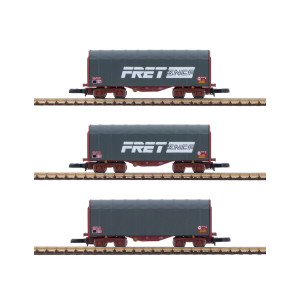 Azar W03-FRP Set de 3 wagons courts bâchés à bogies, SNCF, FRET, échelle Z AZAR Models AZAR_W03-FRP - 4