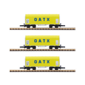 Azar W03-GAP Set de 3 wagons courts bâchés à bogies, GATX, échelle Z AZAR Models AZAR_W03-GAP - 4