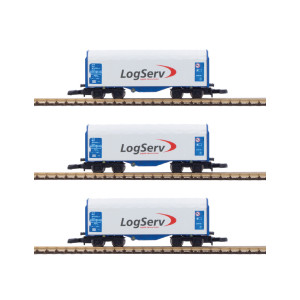 Azar W03-LSP Set de 3 wagons courts bâchés à bogies, LOGSERV, échelle Z AZAR Models AZAR_W03-LSP - 4