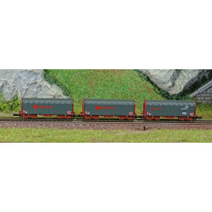 Azar W03-ERP Set de 3 wagons courts bâchés à bogies, ERMEWA, échelle Z AZAR Models AZAR_W03-ERP - 2