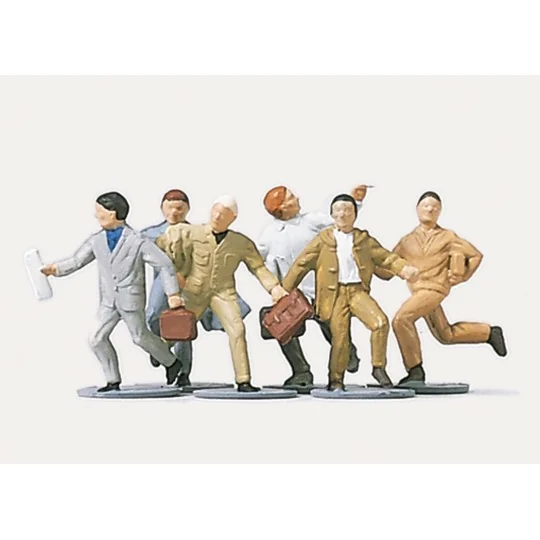 Preiser_0210976-Preiser 0210976 Personnages, Voyageurs pressés (hommes)