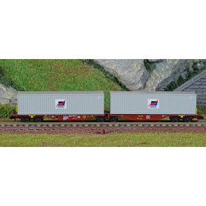 REE Modeles NW291 Wagon porte conteneurs Sggmrss 80 TOUAX, SNCF, 2 conteneurs MARFRET Ree Modeles NW-291 - 2