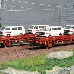 Rivarossi HR6458 Set of 2 Kls type wagons, DB, loaded with 4 Volksw...