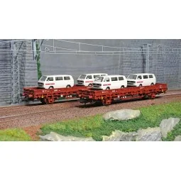 Rivarossi HR6458 Set of 2 Kls type wagons, DB, loaded with 4 Volksw...