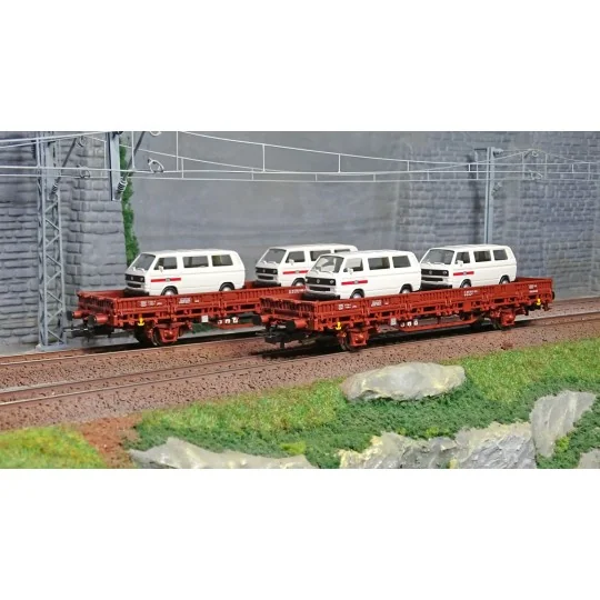 HR6458-Rivarossi HR6458 Set of 2 Kls type wagons, DB, loaded with 4 Volkswagen T2 vans